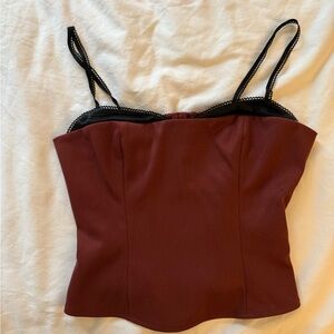 Reformation Burgundy and Black Camisole